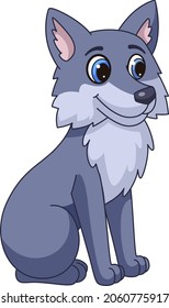 Cartoon Wolf. Cute grey coyote, wild dog mascot