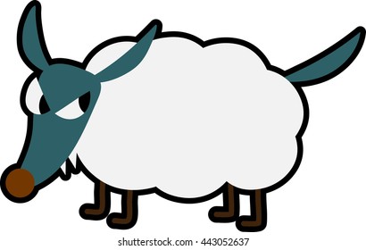 cartoon wolf disguise as a sheep
