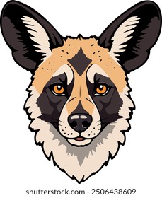 Cartoon wolf face closeup drawing