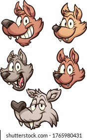 Cartoon wolf familiy character heads  Vector clip art illustration and simple gradients  Each separate layer 
