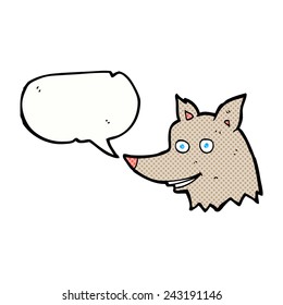 cartoon wolf head with speech bubble