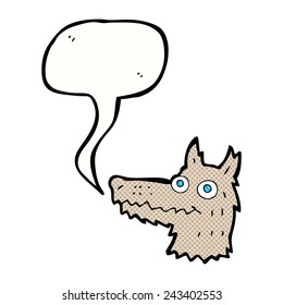 la cabeza del lobo de caricatura con burbuja de habla