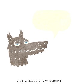 la cabeza del lobo de caricatura con burbuja de habla