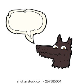 cartoon wolf head with speech bubble