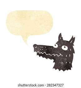 cartoon wolf head with speech bubble
