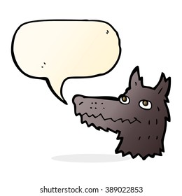 la cabeza del lobo de caricatura con burbuja de habla