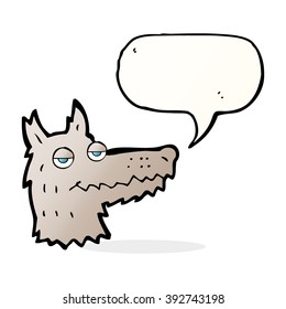 cartoon wolf head with speech bubble