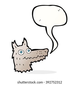 cartoon wolf head with speech bubble