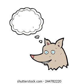 cartoon wolf head with thought bubble