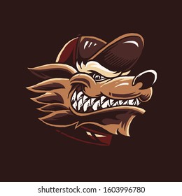 Cartoon wolf head vector illustration