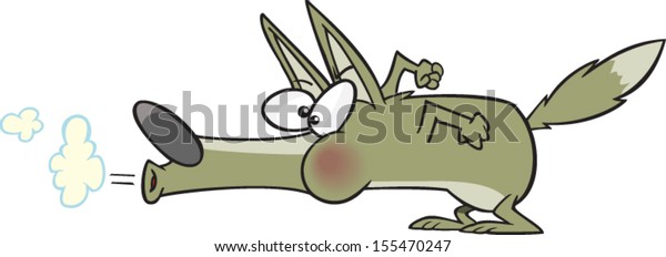 Cartoon Wolf Huffing Puffing Stock Vector (Royalty Free) 155470247