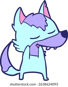 cartoon wolf laughing in bright neon colors