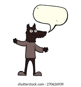 lobo de dibujos animados con burbuja de habla