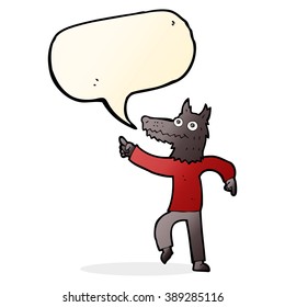 lobo de dibujos animados con burbuja de habla