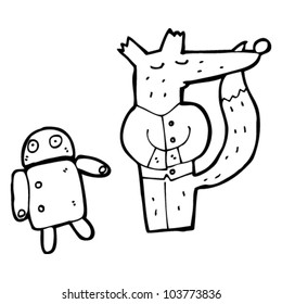 robot lobo de dibujos animados y juguete
