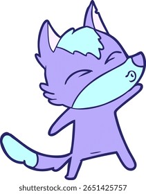 cartoon wolf pouting in bright neon color