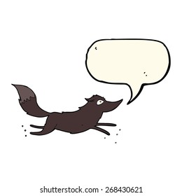 cartoon wolf running with speech bubble