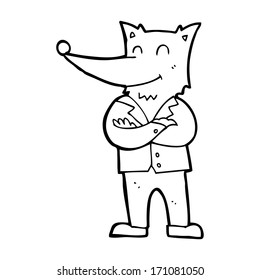 cartoon wolf in shirt