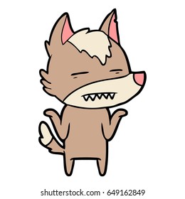 lobo de dibujos animados mostrando dientes
