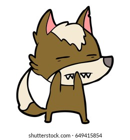 lobo de dibujos animados mostrando dientes