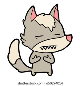 cartoon wolf showing teeth