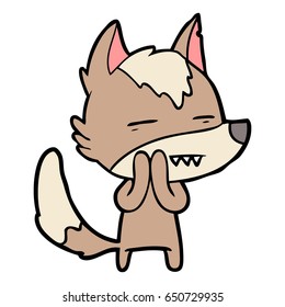 lobo de dibujos animados mostrando dientes