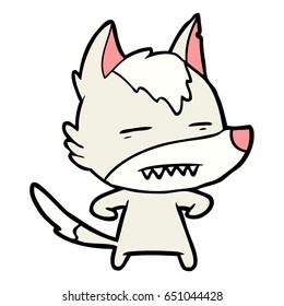 cartoon wolf showing teeth