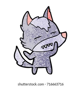 lobo de dibujos animados mostrando dientes