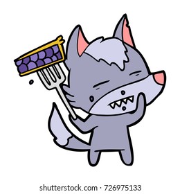 cartoon wolf showing teeth