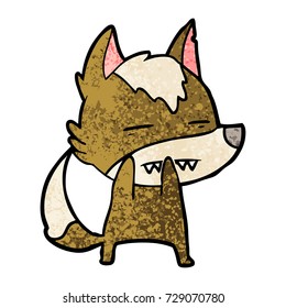 lobo de dibujos animados mostrando dientes