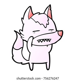 lobo de dibujos animados mostrando dientes
