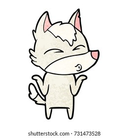 cartoon wolf shrugging shoulders