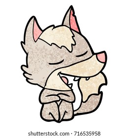 cartoon wolf sitting laughing