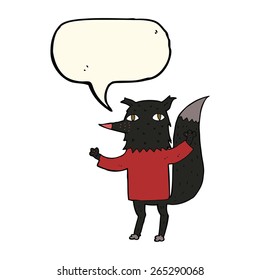 cartoon wolf with speech bubble
