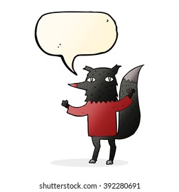 cartoon wolf with speech bubble
