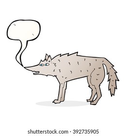 cartoon wolf with speech bubble