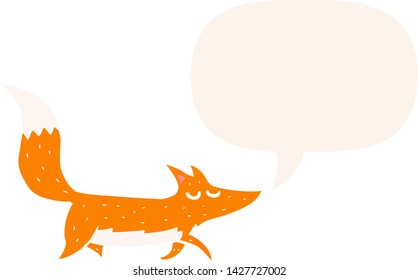 cartoon wolf with speech bubble in retro style