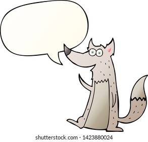 cartoon wolf with speech bubble in smooth gradient style