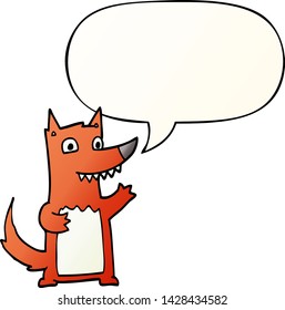 cartoon wolf with speech bubble in smooth gradient style