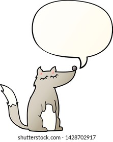 cartoon wolf with speech bubble in smooth gradient style