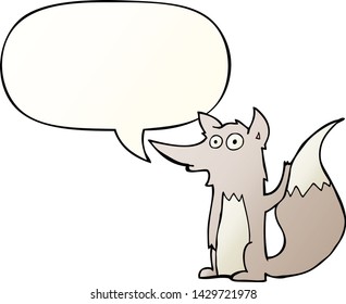 cartoon wolf with speech bubble in smooth gradient style