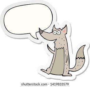 cartoon wolf with speech bubble sticker