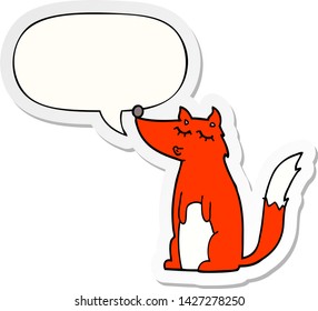 lobo de dibujos animados con pegatina de burbujas de habla