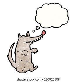 cartoon wolf with thought bubble