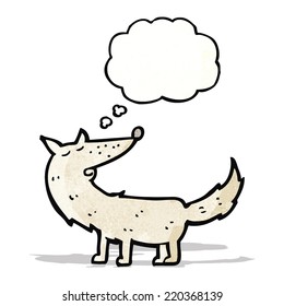 cartoon wolf with thought bubble