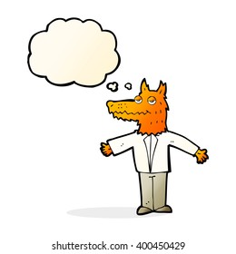 cartoon wolf with thought bubble