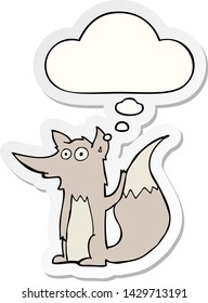 cartoon wolf with thought bubble as a printed sticker