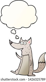 cartoon wolf with thought bubble in smooth gradient style