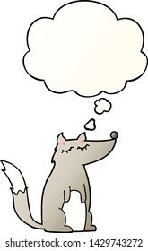 cartoon wolf with thought bubble in smooth gradient style