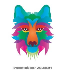 cartoon wolf in trendy craft paper graphic style. Modern design for advertising, branding, greeting cards, covers, posters, banners. Vector illustration